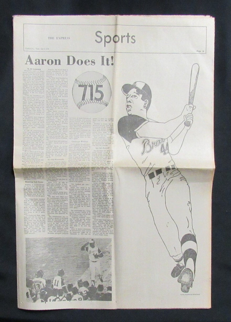 April 5, 1974 Hank Aaron Atlanta Braves 715th HR Easton Express Sports 181833