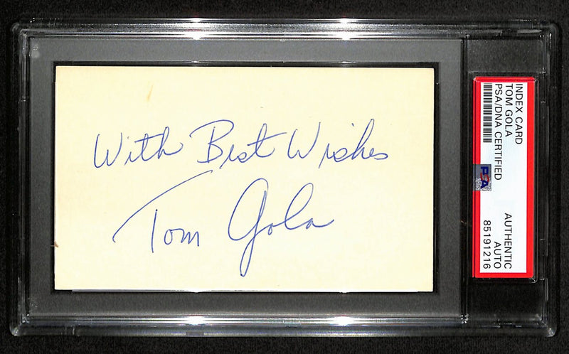 Tom Gola HOF Signed/Inscribed 3x5 Index Card New York Knicks PSA/DNA 188587