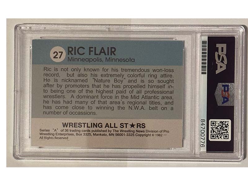 Ric Flair Signed Wrestling All Stars #27 Reprint Card PSA Wooo inscription