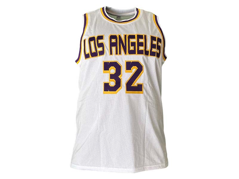 Magic Johnson Autographed Pro Style White Basketball Jersey (Beckett)