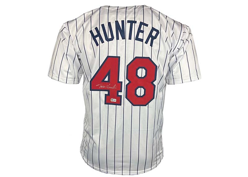 Torii Hunter Autographed Custom White Pinstripe Baseball Jersey Blackett