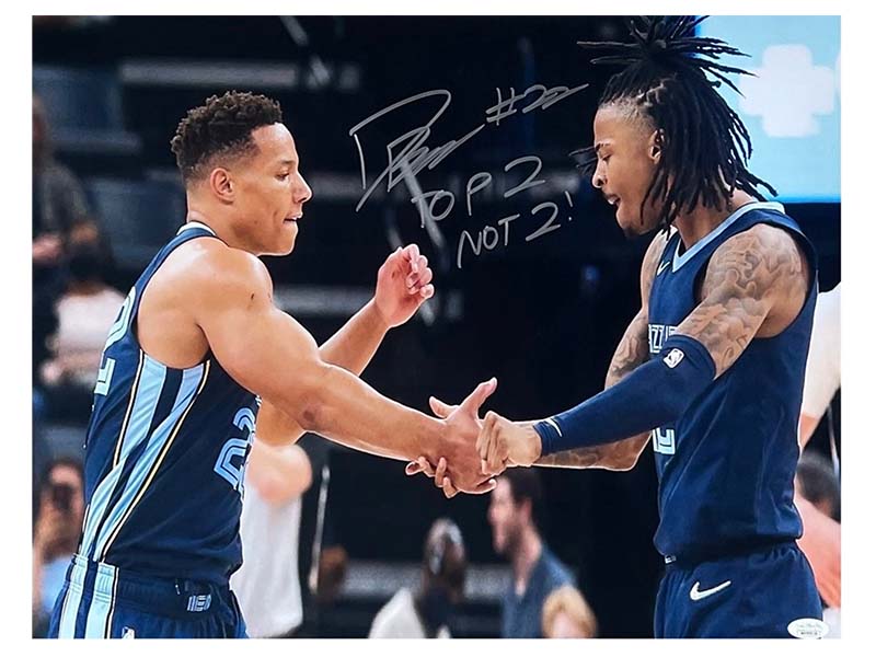 Desmond Bane With Ja Morant Autographed 16x20 Memphis Grizzlies NBA Photo (JSA) "Top 2 Not 2!" Inscription