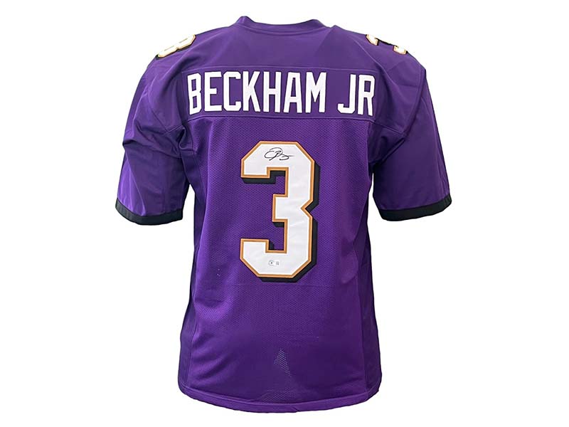 Odell Beckham Jr Autographed Purple Pro Style Football Jersey (Beckett)
