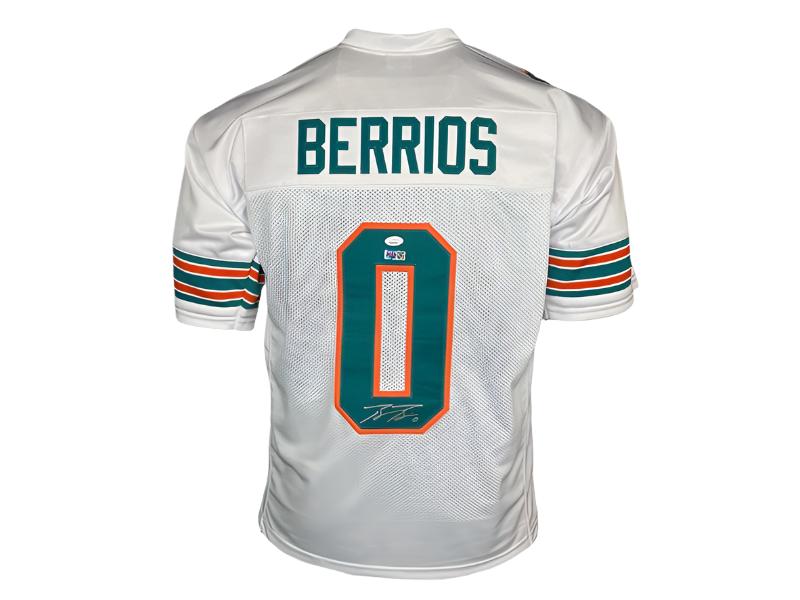 Braxton Berrios Autographed Miami ￼White Football Jersey (JSA)