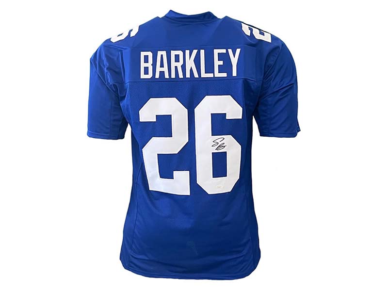 Saquon Barkley Autographed New York Throwback Custom Football Jersey JSA