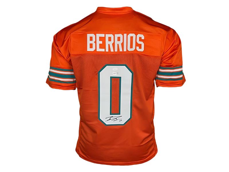 Braxton Berrios Autographed Miami Orange Football Jersey JSA