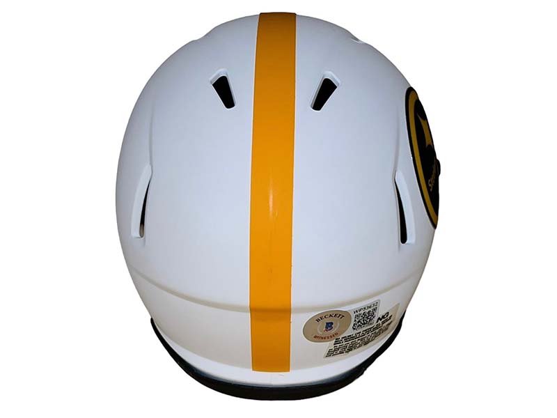 Troy Polamalu Autographed Pittsburgh Steelers Lunar Mini Football Helmet (Beckett)