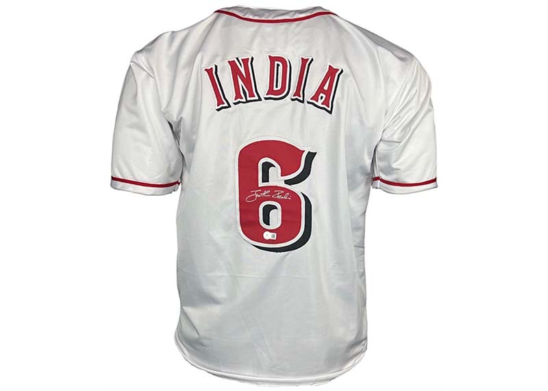 Jonathan India Autographed Cincinnati White Baseball Jersey Beckett