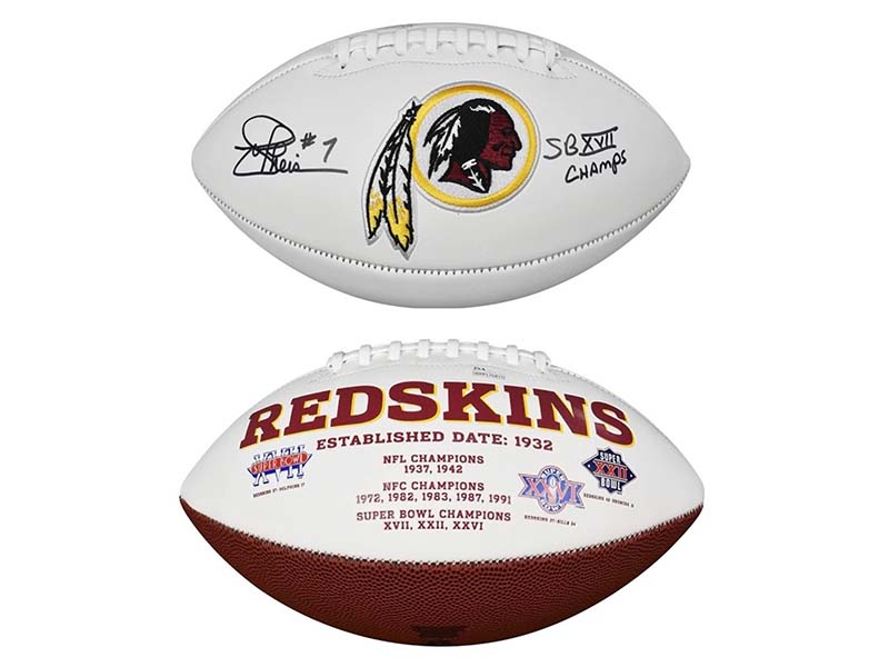 Joe Theismann Signed Washington Redskins SB XVII Champs Inscription Logo Football (JSA)