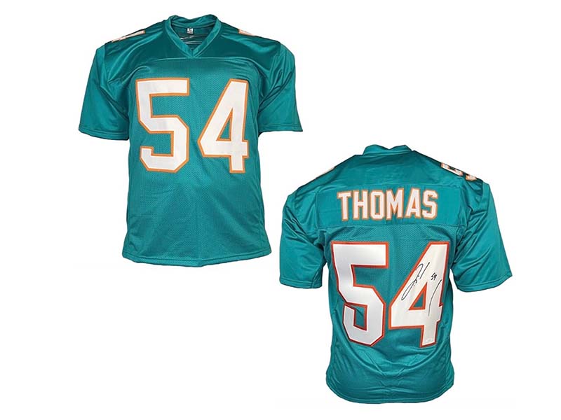 Zach Thomas Autographed Custom Teal Football Jersey JSA