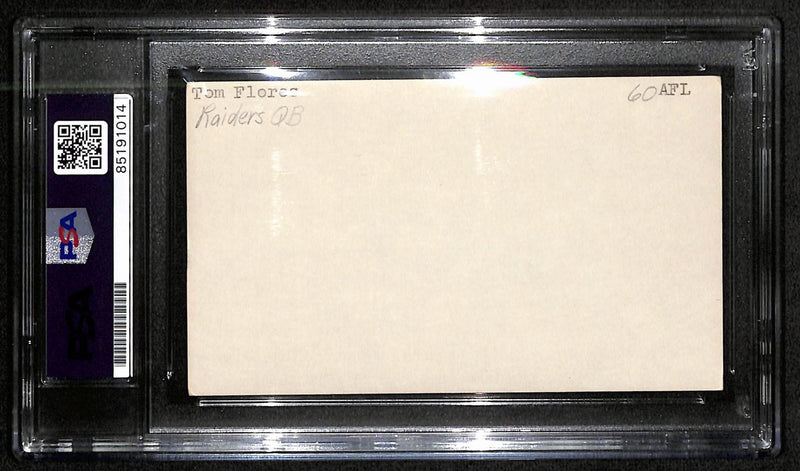 Tom Flores HOF Signed/Auto 3x5 Index Card Oakland Raiders PSA/DNA 187465