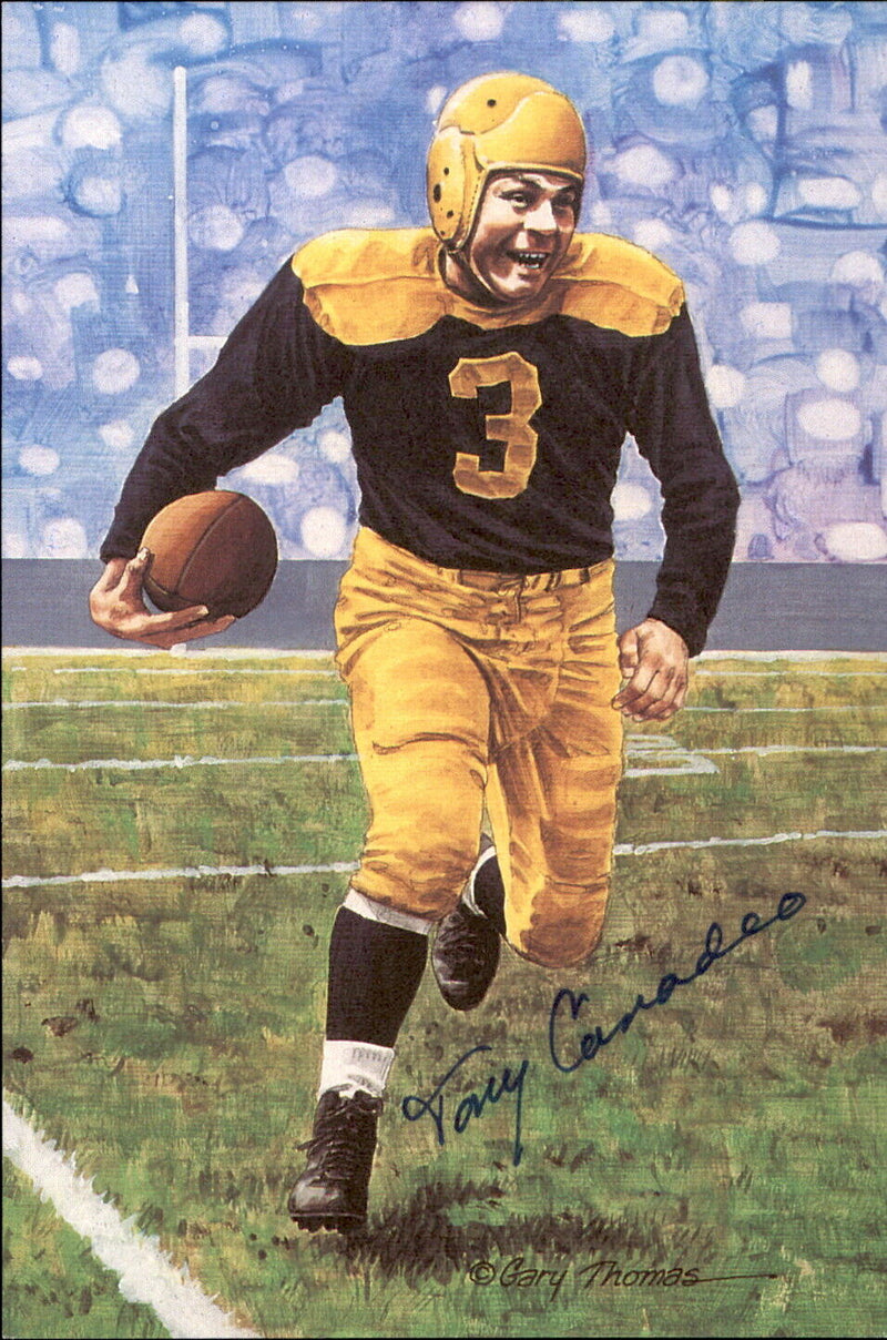 Tony Canadeo HOF Autographed Goal Line Art GLAC Postcard Green Bay Packers JSA