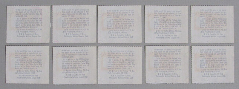 Lot of 10 1980 World Series Phillies Game 6 Ticket Stubs/ Schmidt MVP 180320