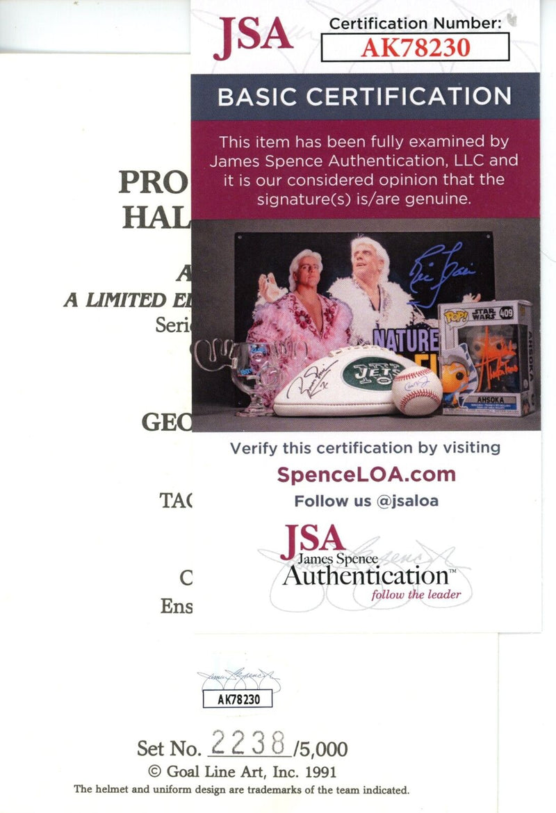 George Musso HOF Autographed Goal Line Art GLAC Postcard Bears JSA 180890
