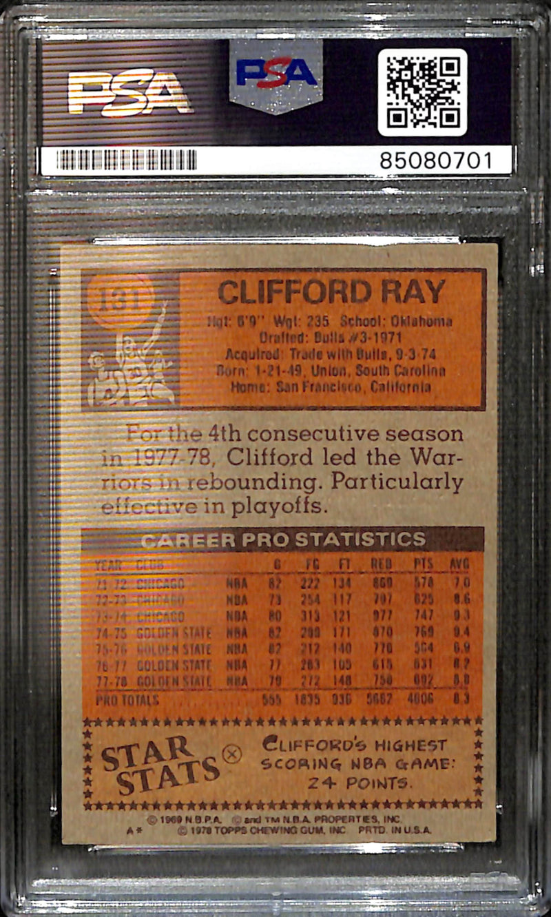 Clifford Ray Signed/Auto 1978 Topps Card #33 Warriors PSA/DNA 185416