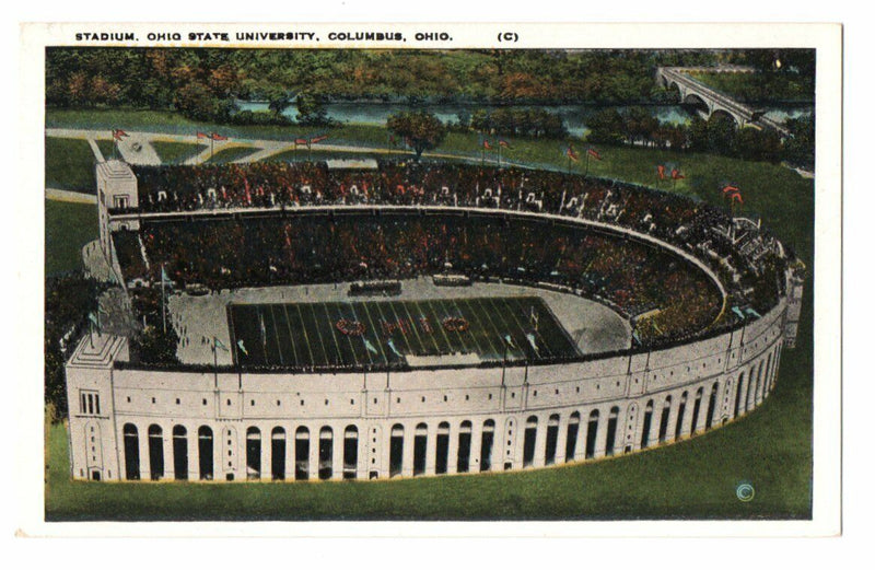 Vintage Unused Postcard Airplane View of Ohio State University Stadium 143634