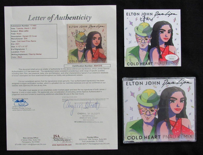 ELTON JOHN Autographed Elton & Dua "Cold Heart Pnau Remix" CD Insert - JSA LOA