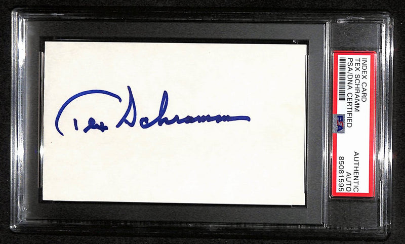 Tex Schramm HOF Signed 3x5 Index Card Dallas Cowboys PSA/DNA 184212
