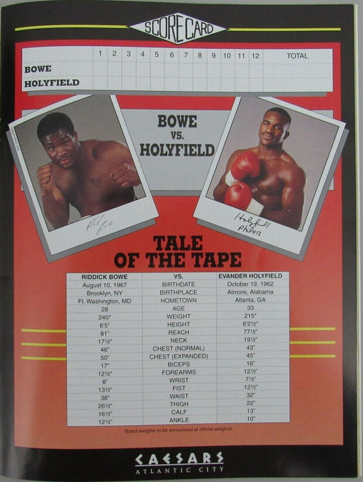 Riddick Bowe vs. Evander Holyfield 1995 Heavyweight Boxing Program 162740