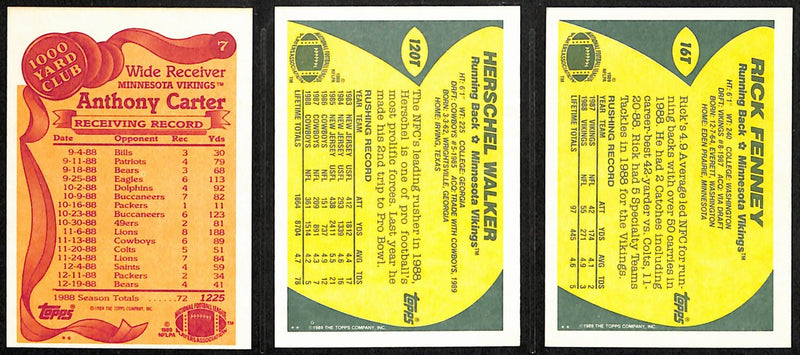 1989 TOPPS Football Minnesota Vikings  Complete Team Set 16/16 Cards 189279