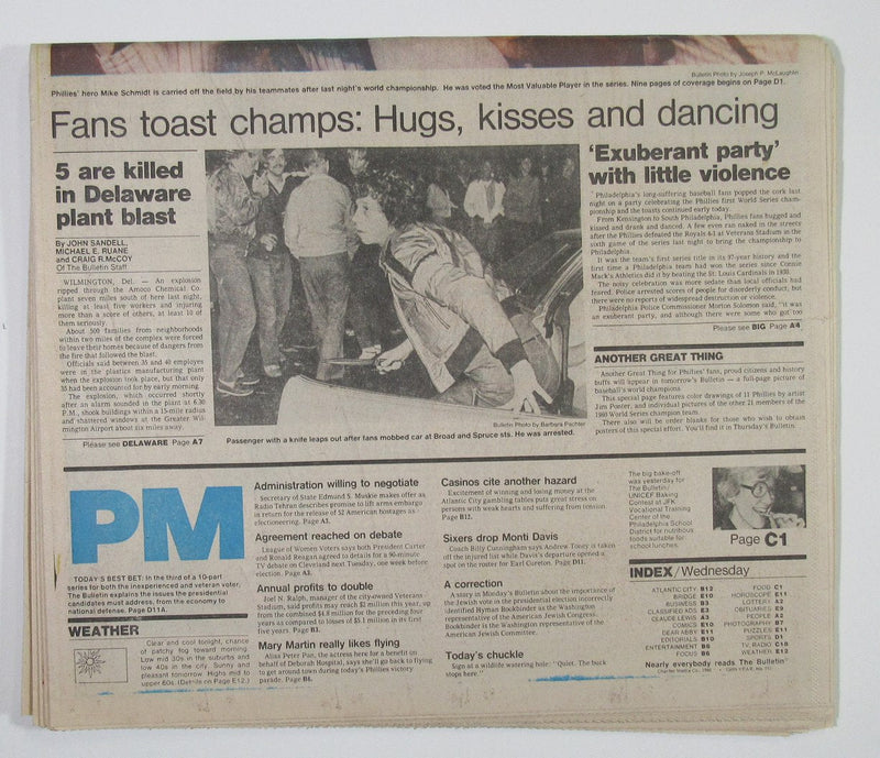 Philadelphia Phillies Win World Series-Oct 22 1980 The Bulletin "Phantastic"