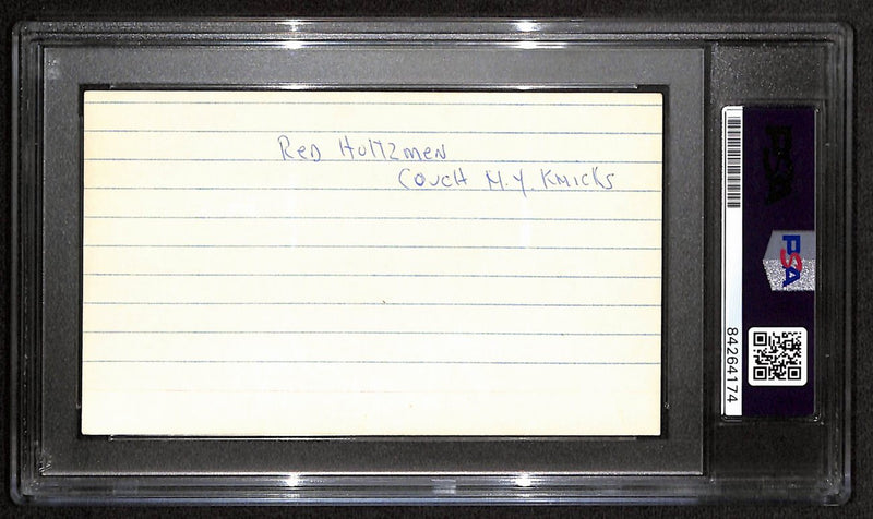 Red Holtzman HOF New York Knicks Signed/Auto 3x5 Index Card PSA/DNA 187437