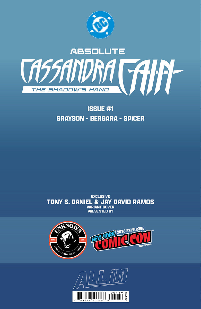[BLACK & WHITE] ABSOLUTE CASSANDRA CAIN THE SHADOW'S HAND #1 (ONE SHOT) TONY DANIEL NYCC EXCLUSIVE VIRGIN VAR (10/28/2026)