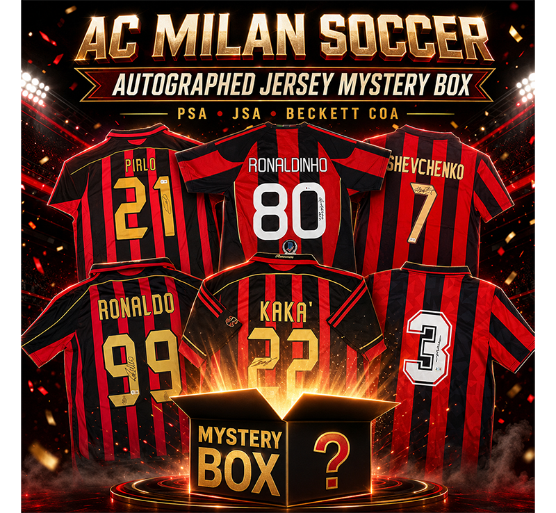 AC Milan Autographed/Signed Soccer Jersey Mystery Box with PSA JSA or Beckett COA