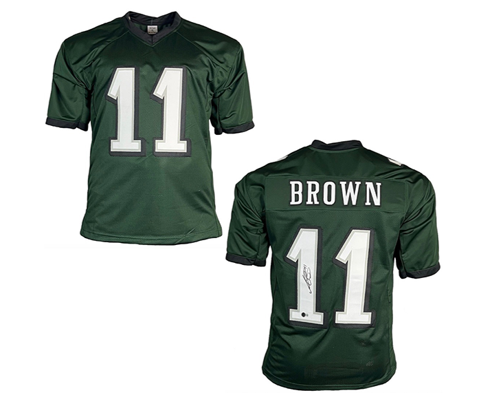 AJ Brown Signed Custom Green Football Jersey Beckett