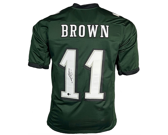 AJ Brown Signed Custom Green Football Jersey Beckett