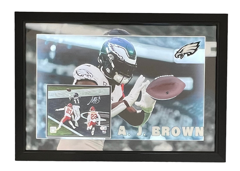 AJ Brown Signed Philadelphia Eagles 33x23 3D LED Light Framed Photo