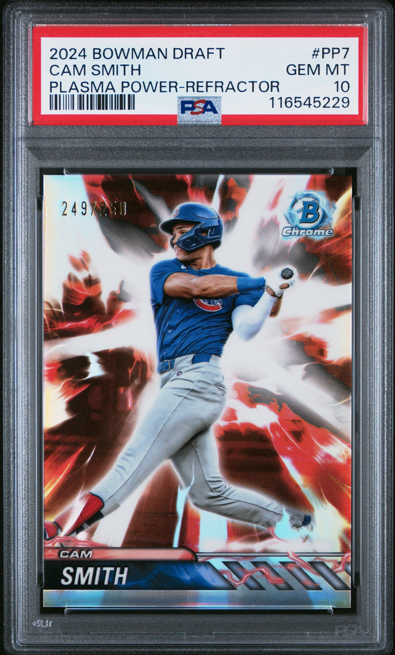 Graded 2024 Topps Bowman Draft Cam Smith #PP7 Plasma Power Refractor /250 Rookie RC Baseball Card PSA 10 Gem Mint