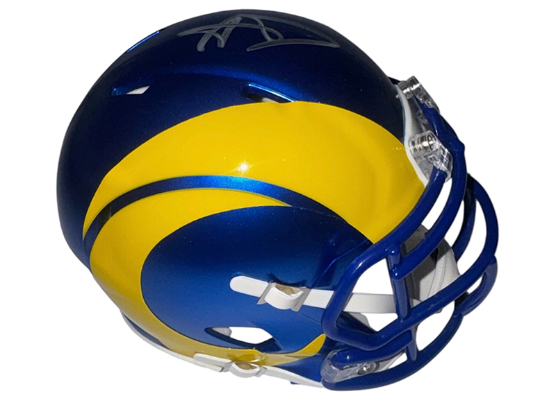 Aaron Donald Autographed Los Angeles Rams Blue Speed Mini Helmet Beckett