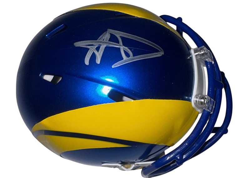 Aaron Donald Autographed Los Angeles Rams Blue Speed Mini Helmet Beckett