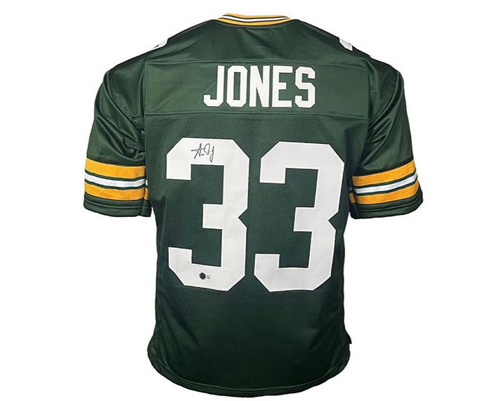 Aaron Jones Signed Green Custom Football Jersey Backett