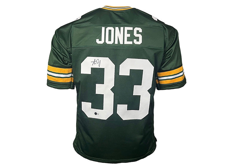 Aaron Jones Signed Green Custom Football Jersey Backett