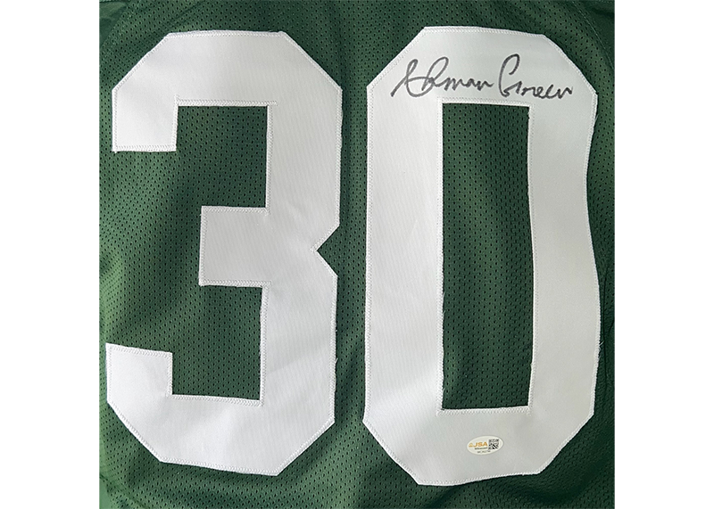 Ahman Green Signed Green Bay Green Game Cut Football Jersey JSA