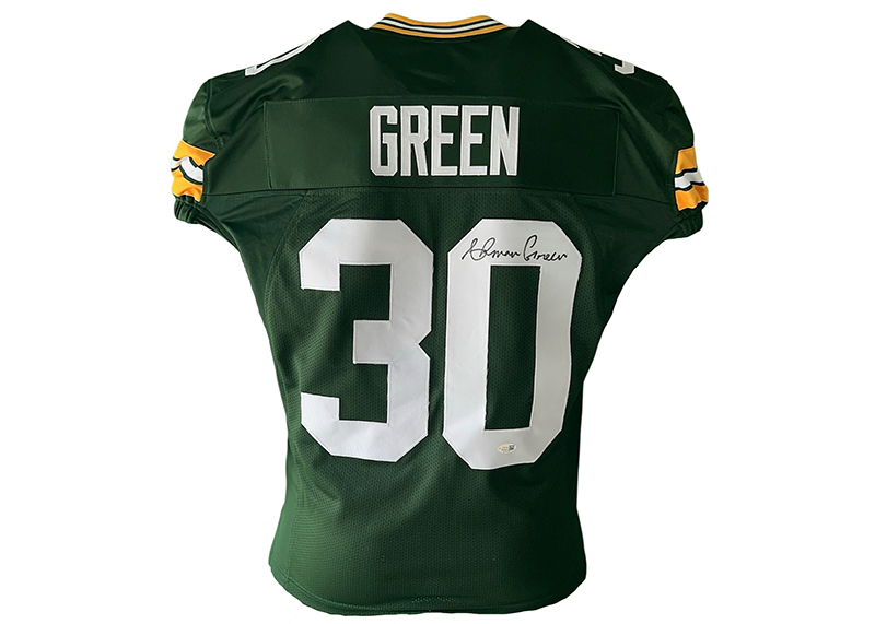 Ahman Green Signed Green Bay Green Game Cut Football Jersey JSA