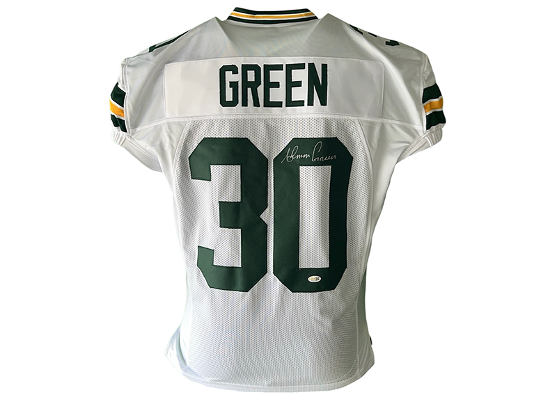 Ahman Green Signed Green Bay White Game Cut Football Jersey JSA