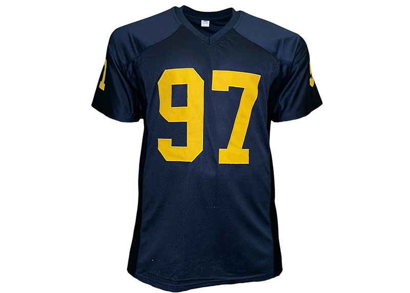 Aidan Hutchinson Unsigned  College Blue Football Jersey