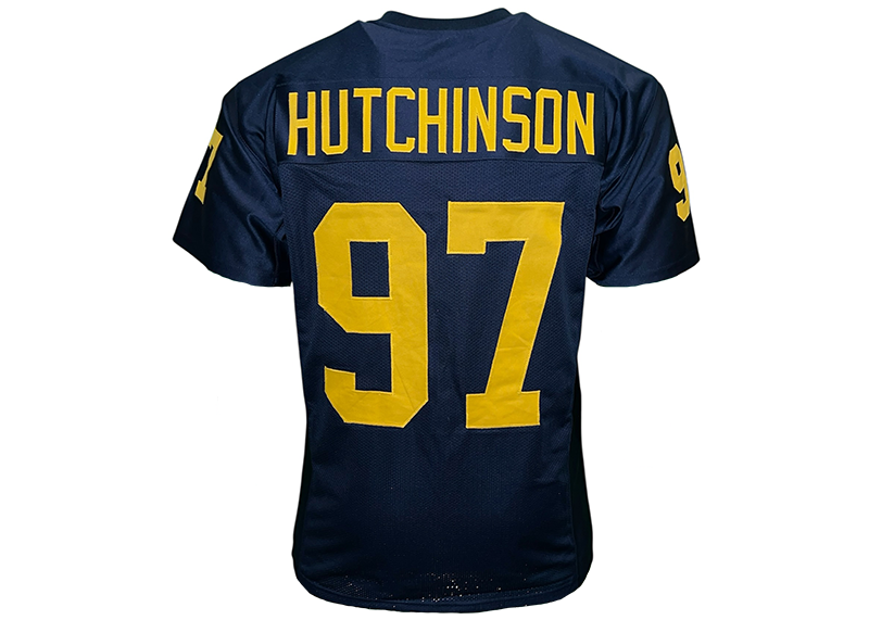 Aidan Hutchinson Unsigned  College Blue Football Jersey