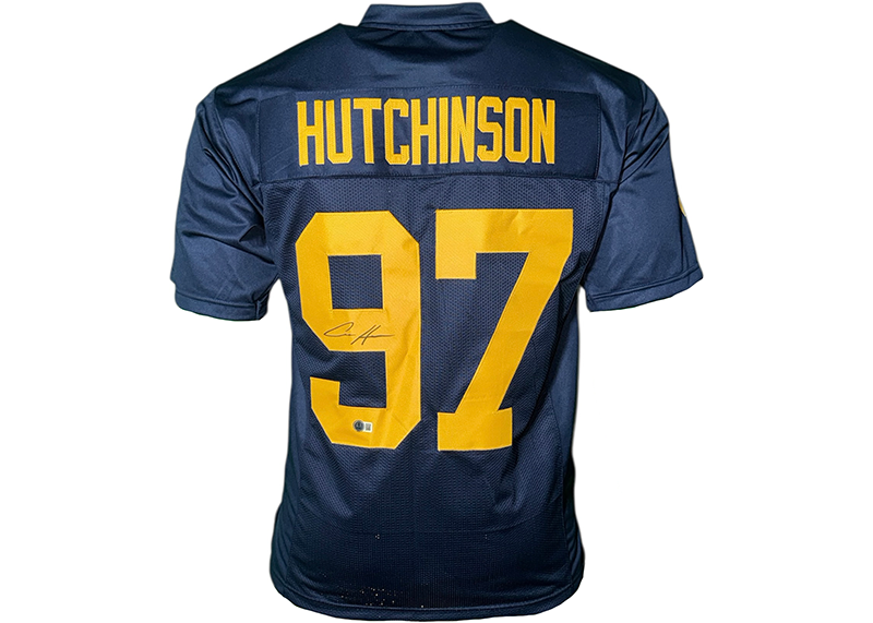 Aidan Hutchinson Signed College Blue Football Jersey Beckett