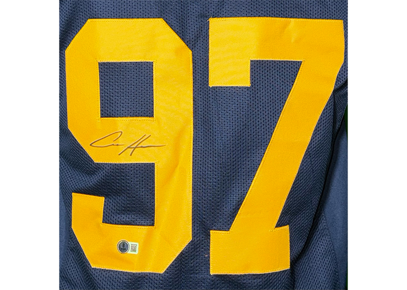Aidan Hutchinson Signed College Blue Football Jersey Beckett