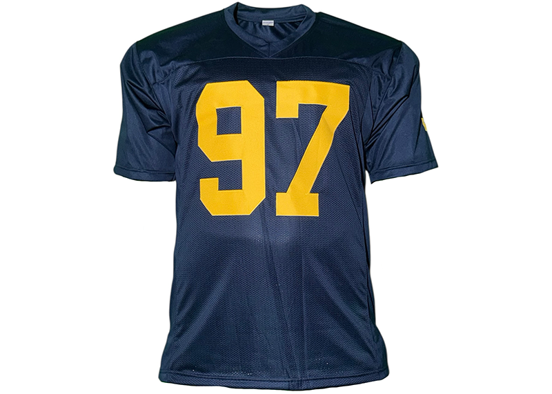 Aidan Hutchinson Signed College Blue Football Jersey Beckett