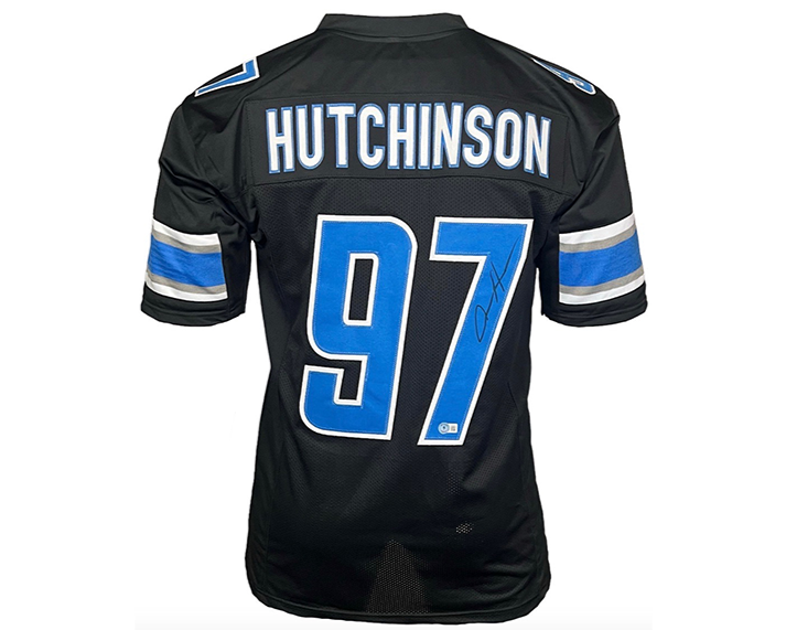 Aidan Hutchinson Signed Custom Black Football Jersey (Beckett)