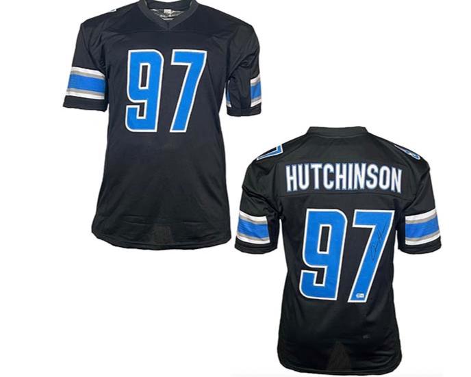 Aidan Hutchinson Signed Custom Black Football Jersey (Beckett)