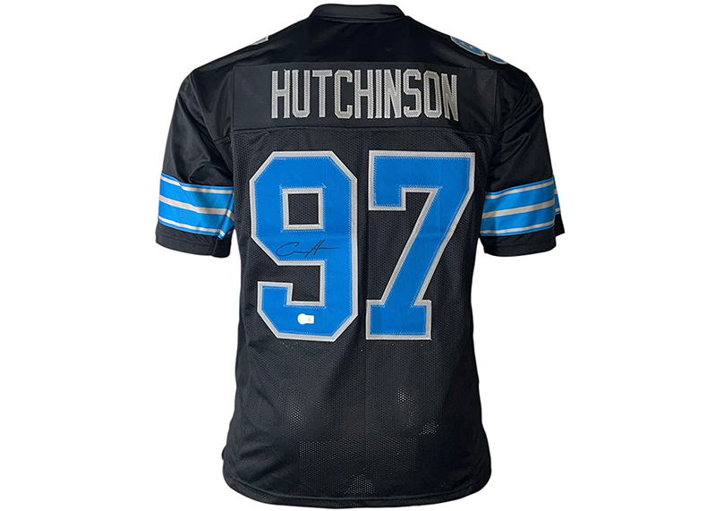 Aidan Hutchinson Signed Custom Black Football Jersey (Beckett)
