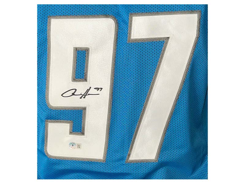 Aidan Hutchinson Signed Custom Blue Football Jersey (Beckett)