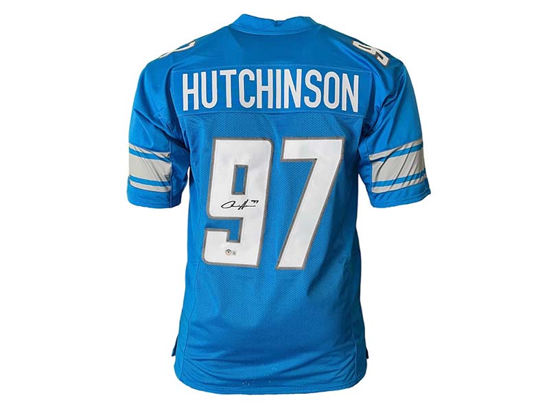 Aidan Hutchinson Signed Custom Blue Football Jersey (Beckett)