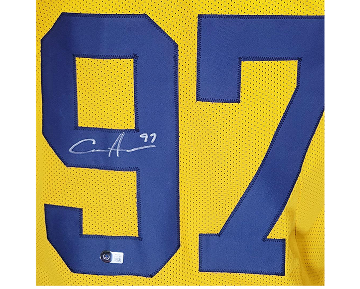 Aidan Hutchinson Signed Custom College Yellow Football Jersey Beckett